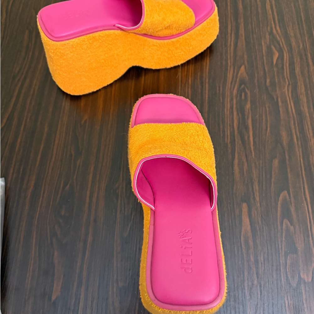 Dolls Kill Orange and Pink Platform Shoes - Picture 4 of 9